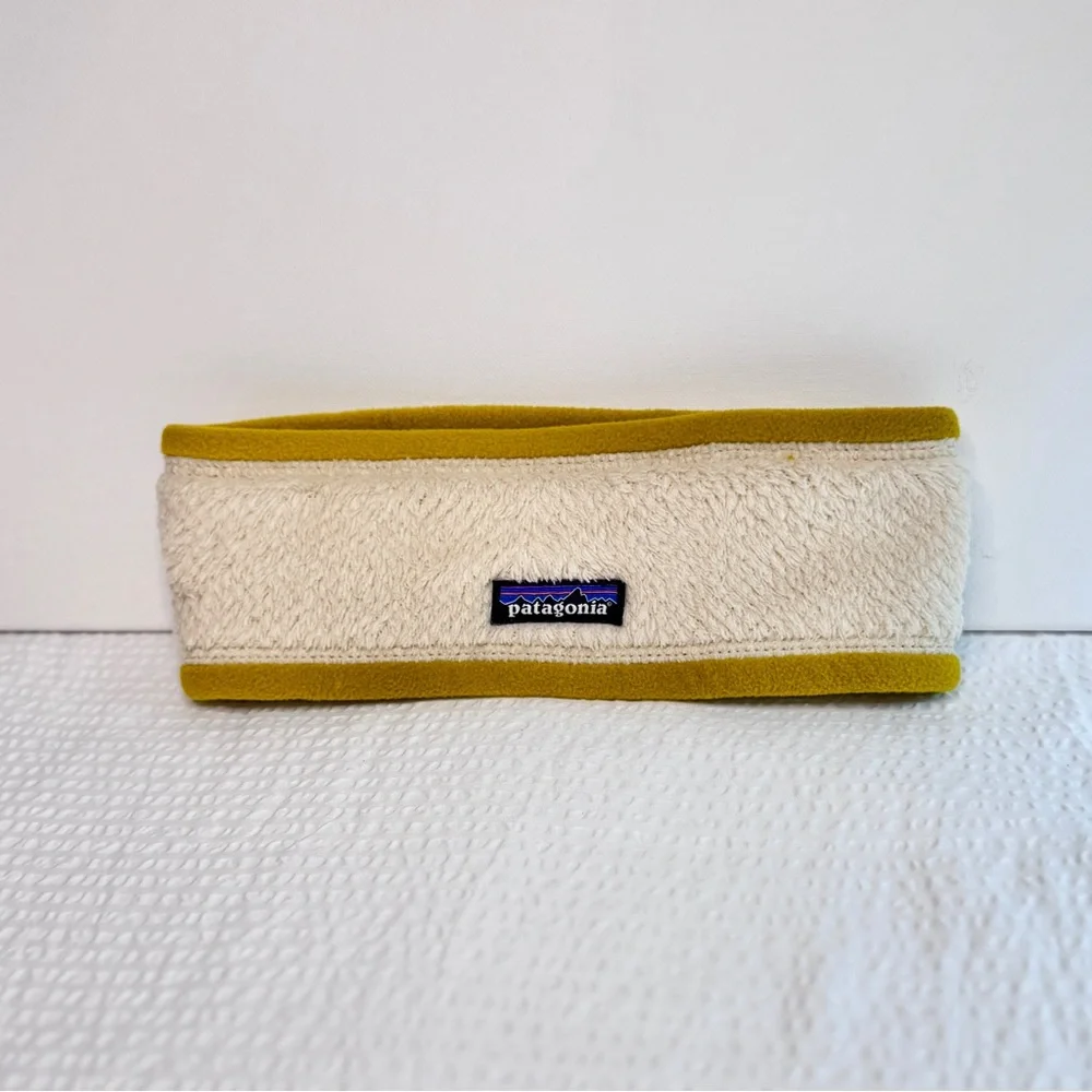Patagonia Fleece Headband Cream Mustard Trim Winter Ear Warmer Unisex - Picture 4 of 4